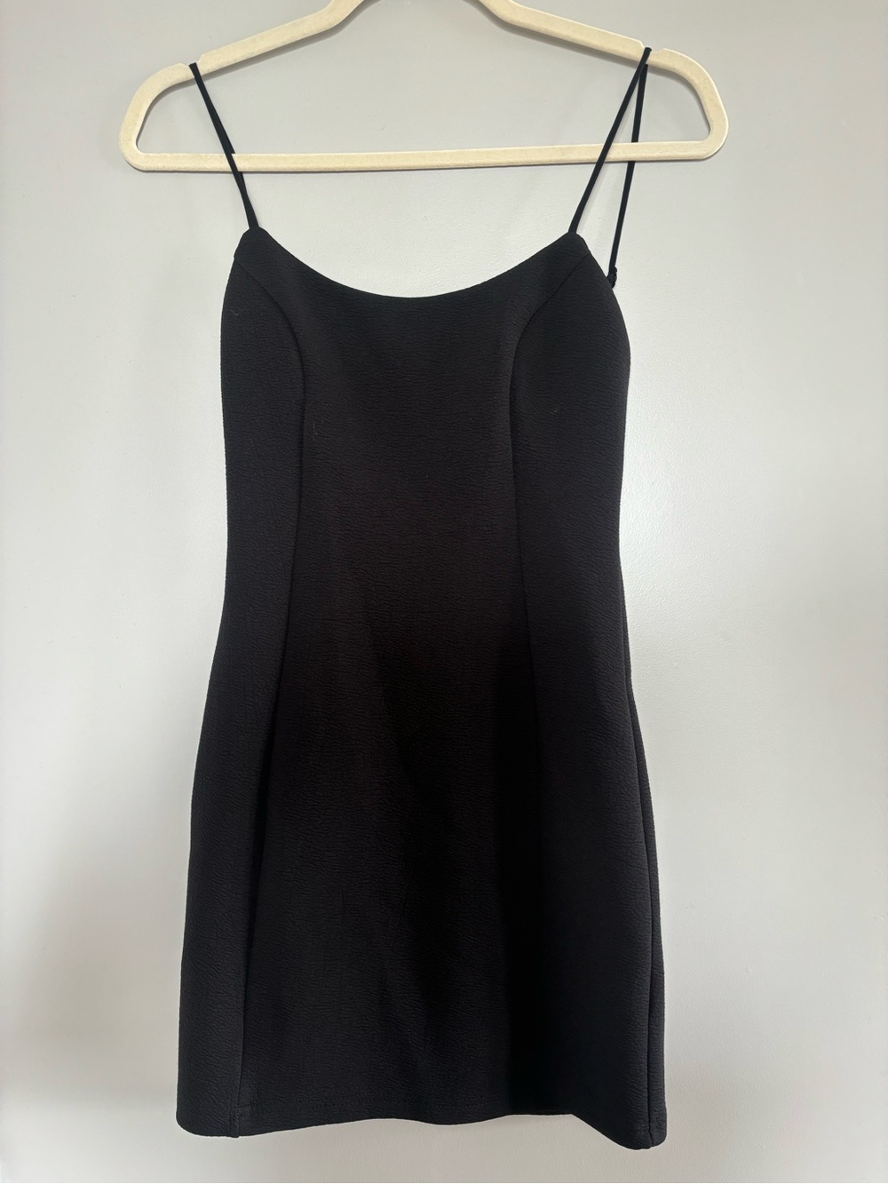 Lulu's Black Textured Spaghetti Strap Mini Dress